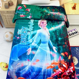 Disney Green & Blue Cartoon Characters 300 GSM Single Bed Blanket image 2