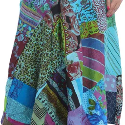 Exotic India Printed With Patch Work Wrap Around Skirt-picture-38