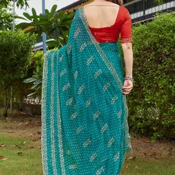 all about you Ethnic Motifs Embroidered Pure Georgette Designer Saree image 5