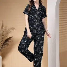 ETC Floral Printed Short Sleeves Pure Cotton Shirt With Pyjama-image-92