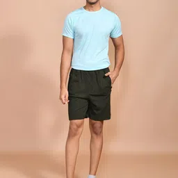 SKYKNIT Men Solid Regular Fit Mid-Rise Shorts image 3