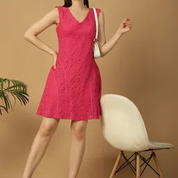 250 DESIGNS Women Self Design A-Line Above Knee Dress image 1