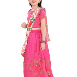 Pragya Exclusive Girls Floral Embroidered Ready To Wear Lehenga & Blouse With Dupatta image 4