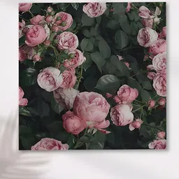 Myntra Elegant Homes Pink & Green Single Piece Canvas Floral and Botanical Wall Paintings image 3