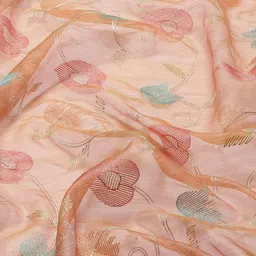 KAVINDI Floral Embroidered Organza Saree image 4