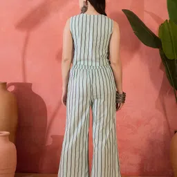 Sangria Striped Sleeveless Top & Trouser Co-Ords image 2