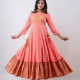 HERE&NOW Women Mirror Work Anarkali Kurta-picture-38