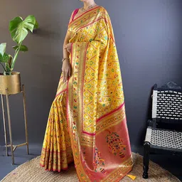Panzora Woven Design Zari Silk Blend Patola Saree image 2