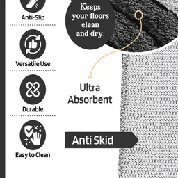 Aura Grey & Black Striped Microfibre Rectangle Soft Anti-Skid Doormat image 3