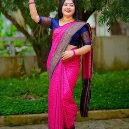 bigben textile Women Woven Design Zari Banarasi Saree image 5