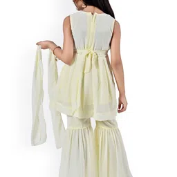 Arshia Fashions Girls Embroidered Pleated Sequinned Kurti with Sharara & With Dupatta image 5