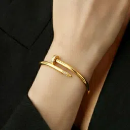 RKB Sales Women Cubic Zirconia Gold-Plated Cuff Bracelet image 2