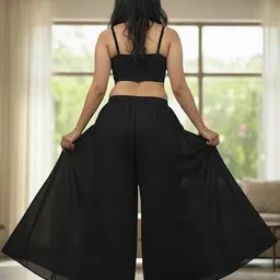 farden Women Relaxed Black Georgette Trousers image 2