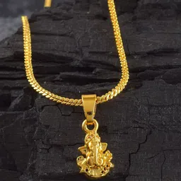 ADMIER Unisex 1 gm Micro Gold-Plated Goddess Ganesh Pendant with Chain-picture-21