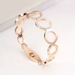 STYOLLO Stainless Steel Rose Gold Plated Artificial Stones Studded Bangle Style Bracelet image 5