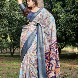 ALMAARI FASHION Floral Printed Belted Kanjeevaram Saree image 4