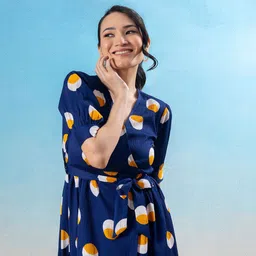 Amarasha Polka Dot Print Puff Sleeve Fit & Flare Midi Dress image 4