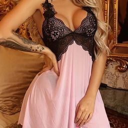 GuSo Shopee Women Pink Nylon Baby Dolls-picture-43