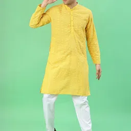V-Mart Men Ethnic Motifs Regular Pure Cotton Kurta with Pyjamas image 5