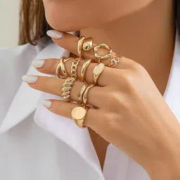 Shining Diva Fashion Set of 10 Gold-Plated Finger Rings image 4