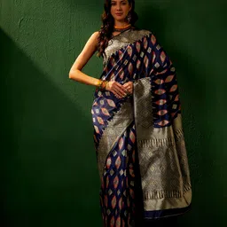 DEVATITHI Navy Blue Banarasi Silk Saree-picture-16