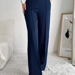Next One Women Smart Straight Fit High-Rise Easy Wash Pleated Trousers-image-16