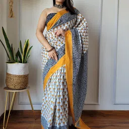 Moda Rapido Floral Pure Cotton Handloom Ikat Saree-image-66