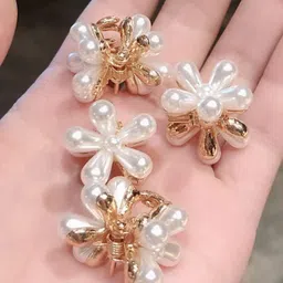 Watch junction Women Set of 4 Pearls Embellished Claw Clip image 5