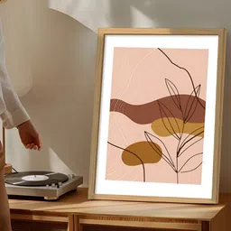 Art Street Beige & Brown 1 Piece Synthetic Wood Abstract Table Top Paintings-image-74