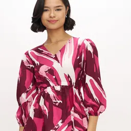 AASK Women Polyester Printed Wine Color Regular Top-picture-36