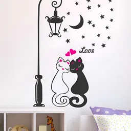 LANSTICK Black & Pink Cute Kitty Love With Love quotes Self Adhesive Wall Sticker-image-61