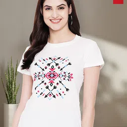 Dreambe Women Pack of 2 Typography Printed Round Neck Cotton T-shirts-picture-28