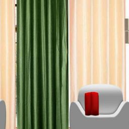 BELLA TRUE Green & Cream 3 Pieces Eyelet Fitted Window Curtains-picture-25