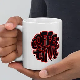 Mr UVD White & Red Typography Printed Ceramic Matte Mug - 350 ml image 2