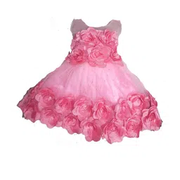 Samjho Fashion Girl Pink Floral Georgette Fit & Flare Maxi Dress-image-3