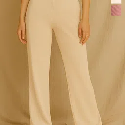 Fabflee Women Pack of 3 Regular Fit Mid-Rise Cotton Parallel Trousers-image-77