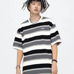 StyleCast x Revolte Striped Round Neck Drop Shoulder Sleeves Regular Fit T-shirt-picture-19