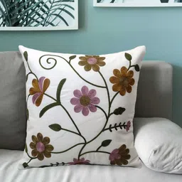 Vinayaka Fab White Embroidered Square Cushion Covers-image-50