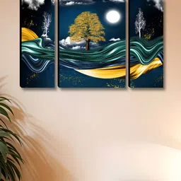 Aura Blue & Black 3 Pieces Wood Other Wall Art-picture-34