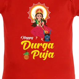 FFLIRTYGO Infants Durga Puja Printed Pure Cotton Bodysuit image 3