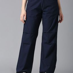 CORSICA Women Cotton Mid-Rise Relaxed Straight Leg Parachute Loose Fit Trousers-picture-40