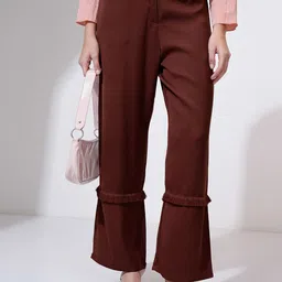 Tokyo Talkies Women Straight Fit Mid-Rise Trousers-image-9