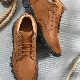 HERE&NOW Men Solid Lace Up Causal Boots-picture-37