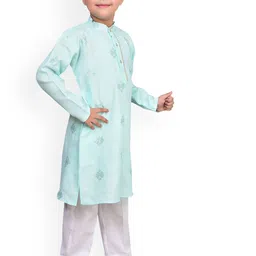 Little Needle Boys Embroidered Regular Kurta with Trousers image 3