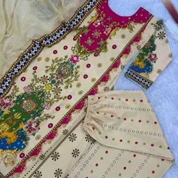 NKV Ethnic Motifs Printed V-Neck Straight Kurta With Trousers & Dupatta image 2