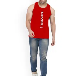 SLOWLORIS Pack Of 2 Typography Printed Sleeveless Scoop Neck Gym Vest Innerwear Vests image 5