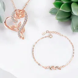 Nilu's Collection Rose Gold Plated American Diamond Jewellery Set image 2