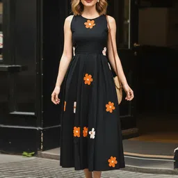 Moda Rapido Floral Applique Fit & Flare Midi Dress image 1