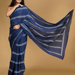 Craft Musium Striped Pure Cotton Bagru Saree-picture-34