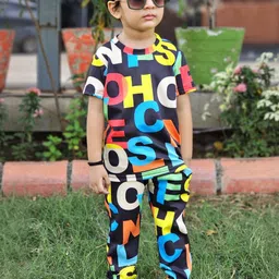 YK Kids Typography Printed T-shirt With Trousers-picture-54